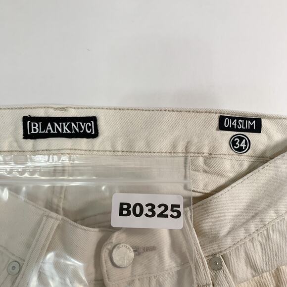 BlankNYC 34 Mens 014 Slim Sew Your Oats Cream Jeans 100% Cotton - Picture 4 of 10